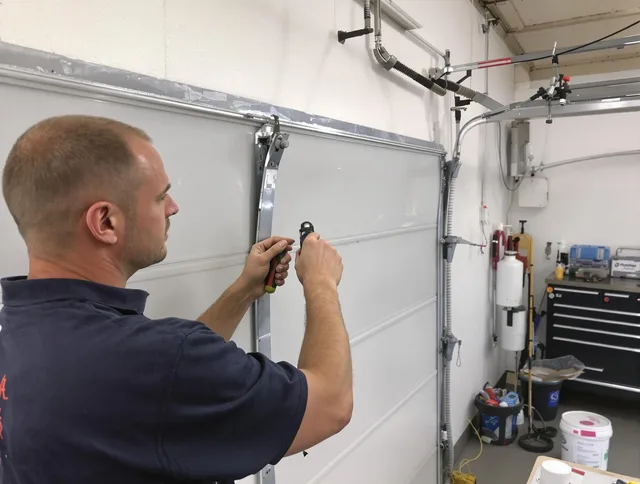 Before and after garage door dent repair by Buena Park Garage Door Repair in Buena Park